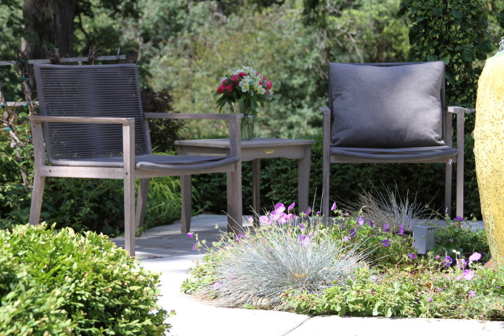 3 Piece Gray Wash Eucalyptus and Rope Lounge Chair Set With Square Accent Table   Tropical   Outdoor Lounge Sets   by Outdoor Interiors  Houzz