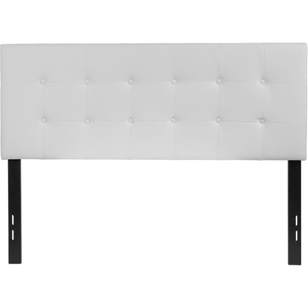 Lennox Tufted Upholstered Full Size Headboard in White Vinyl