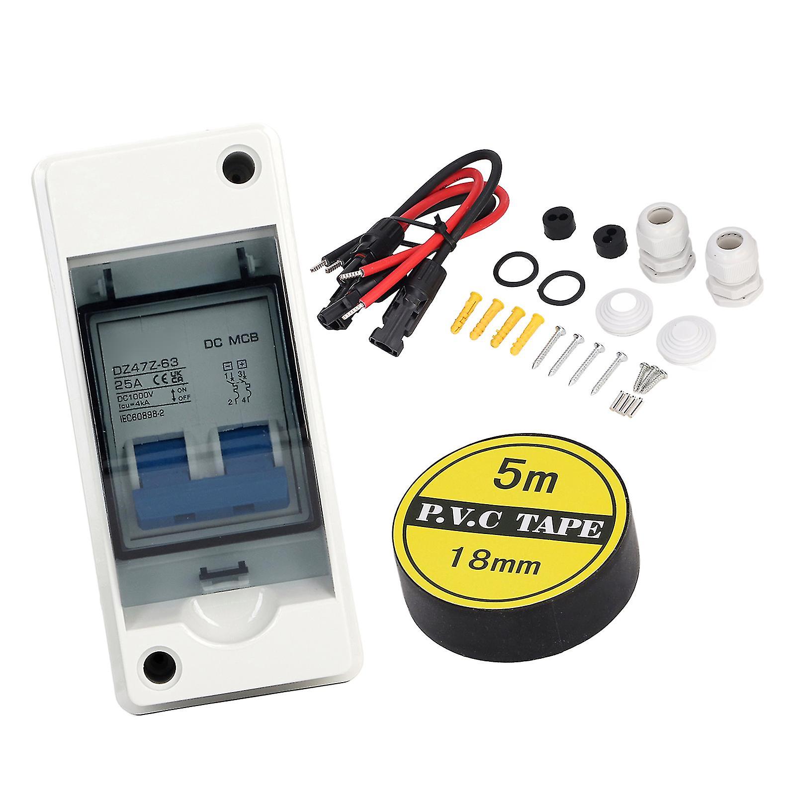 DC Miniature Circuit Breaker 25A IP65 Waterproof Transparent Cover Disconnect Switch for Solar Power System 1000V