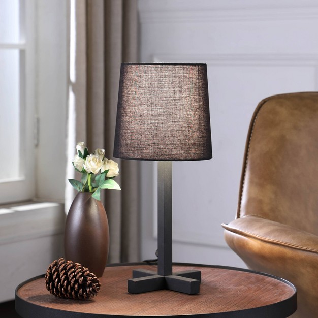 Traditional Metal Table Lamp With Cross Leg Base Black Ore International