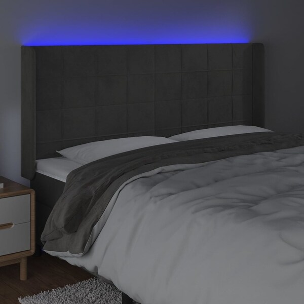 vidaXL LED Headboard Light/Dark Gray Velvet - - 37455492