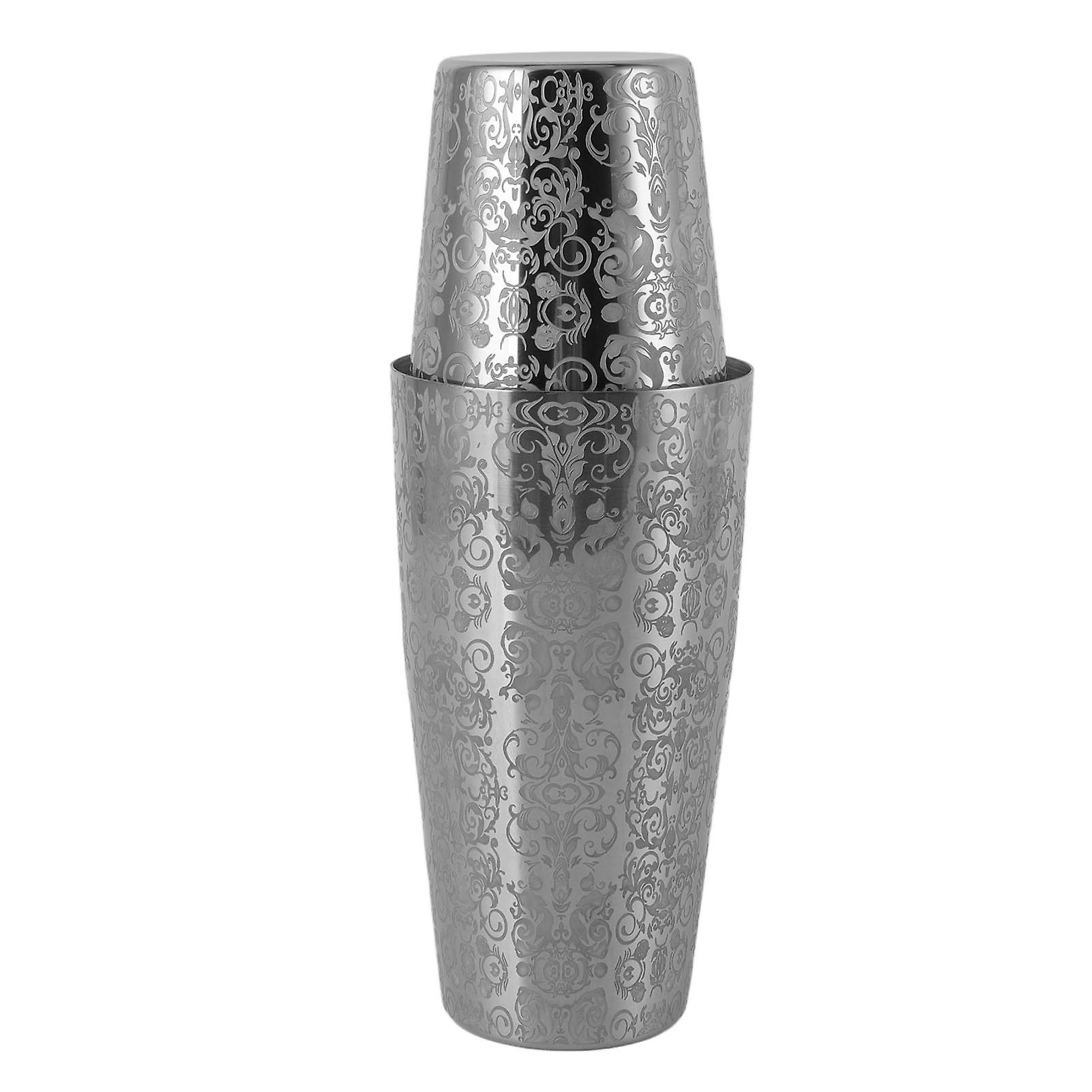 Stainless Steel Cocktail Shaker Engraved Martini Shaker Silver Japanese American Boston Bar Mixer Bottomless