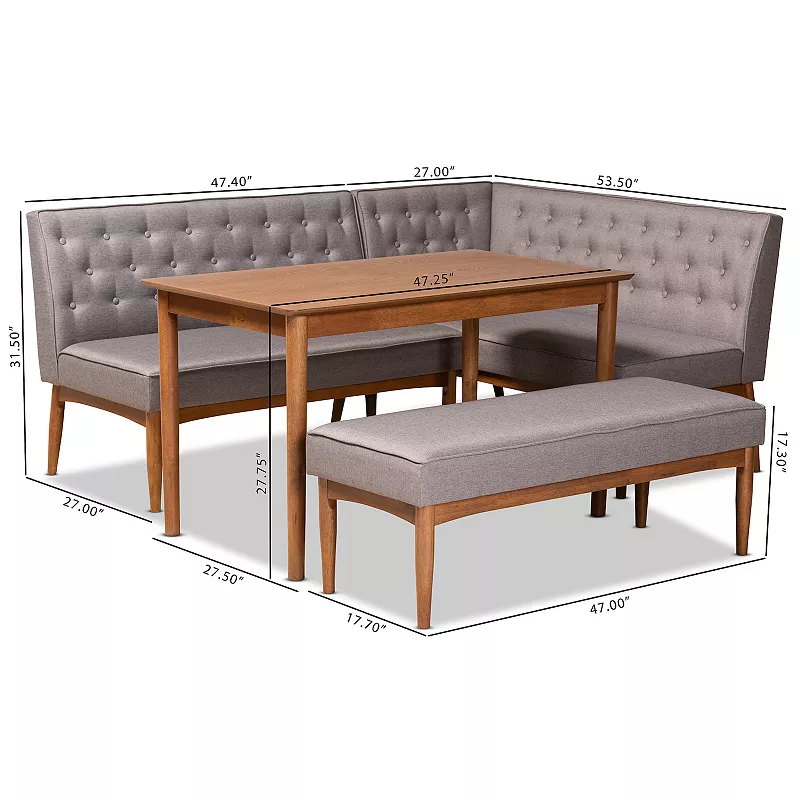 Baxton Studio Riordan Dining Nook 4-piece Set