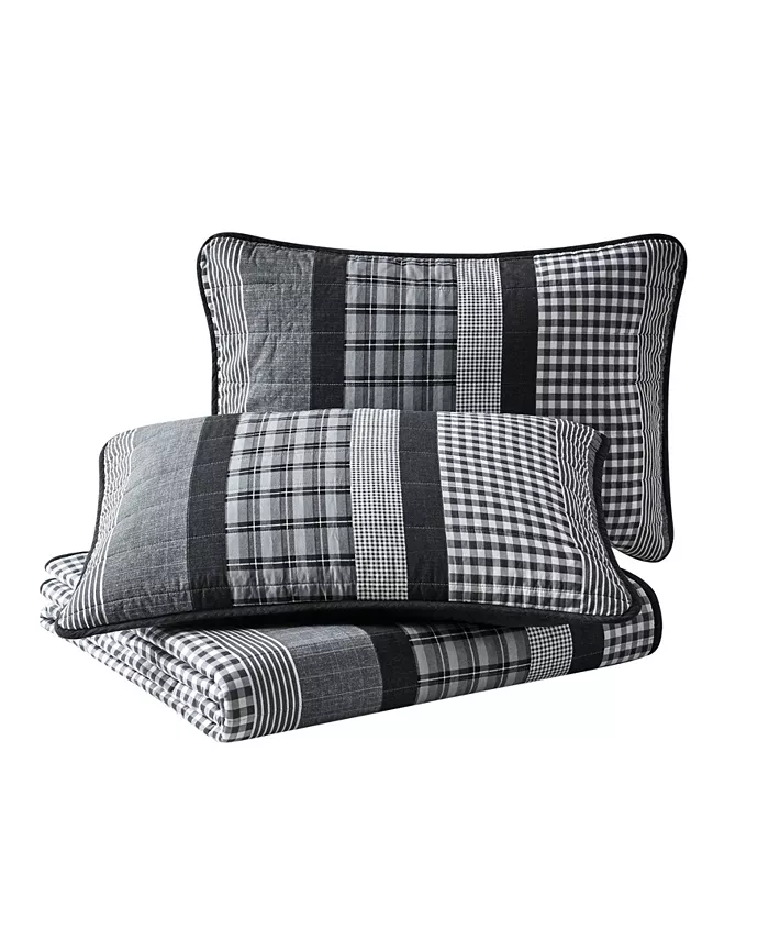 Nautica Gulf Shores Charcoal Cotton Reversible 2-Piece Quilt Set， Twin