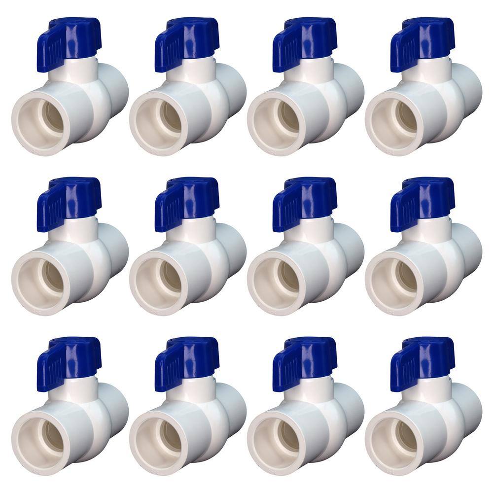 Everbilt 34 in. x 34 in. PVC Schedule 40 Slip x Slip Ball Valve Pro Pack (12-Pack) PVCBV3412JR