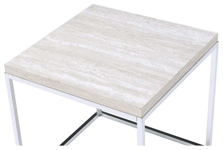 ACME Snyder Square Wooden End Table in Chrome and White   Contemporary   Side Tables And End Tables   by Homesquare  Houzz