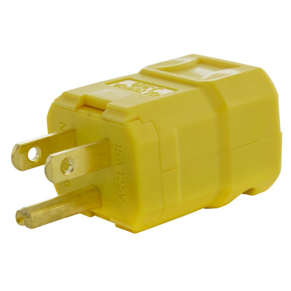 AC WORKS 15 Amp 125-Volt NEMA 5-15P Square Household Plug with UL C-UL Approval ASQ515P-YW