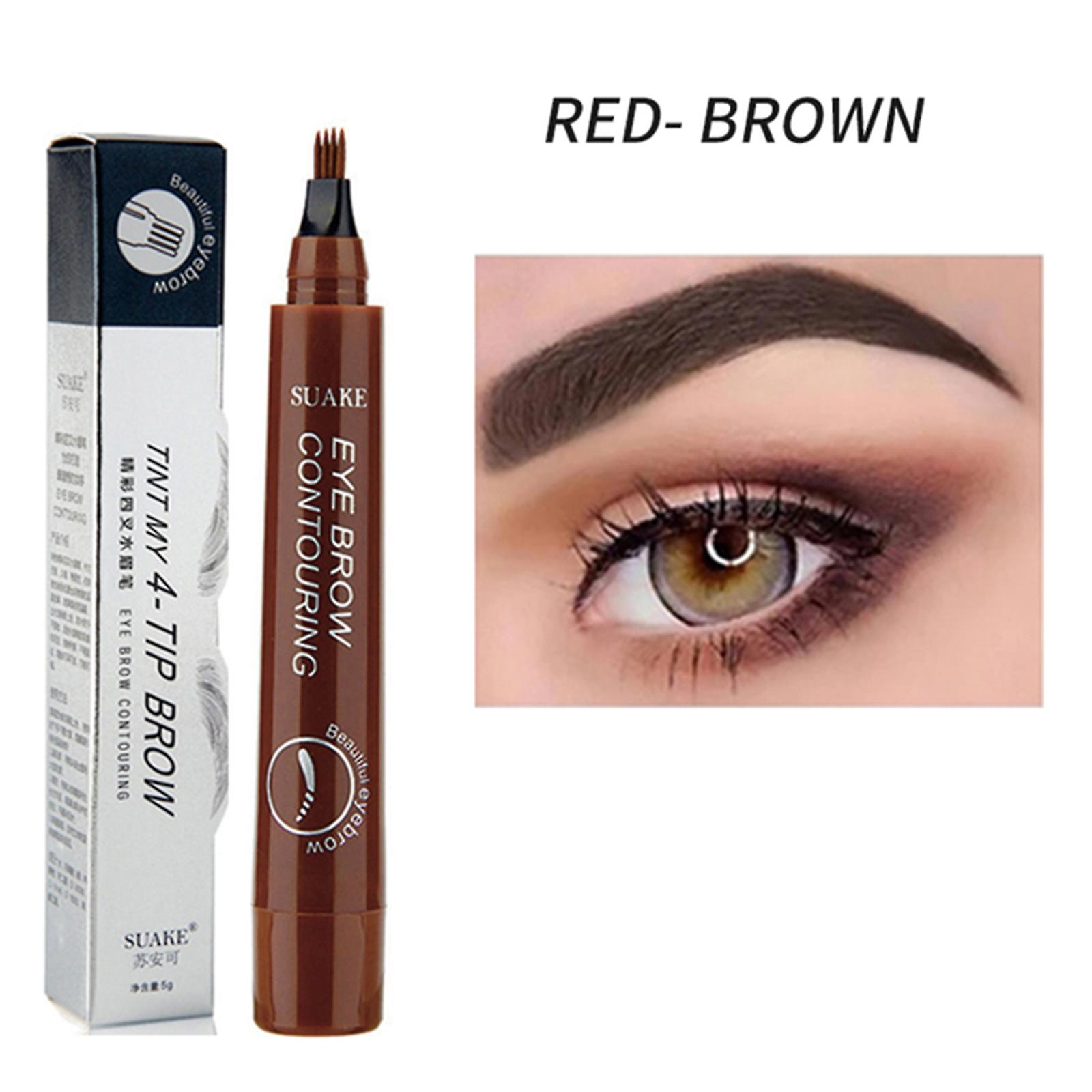 Four Pronged Eyebrow Pencil， Four Pronged Eyebrow Pencil， Durable， Non Dizzy， Waterproof， Anti Sweat， And Non Fading (reddish Brown)