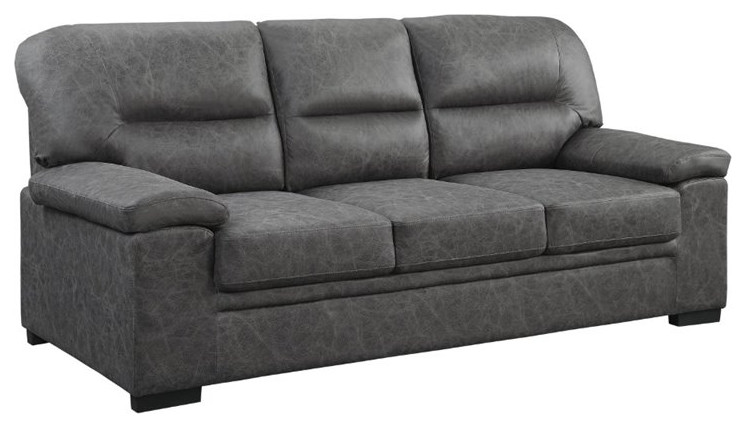 Lexicon Michigan Microfiber Sofa in Dark Gray   Contemporary   Sofas   by Homesquare  Houzz