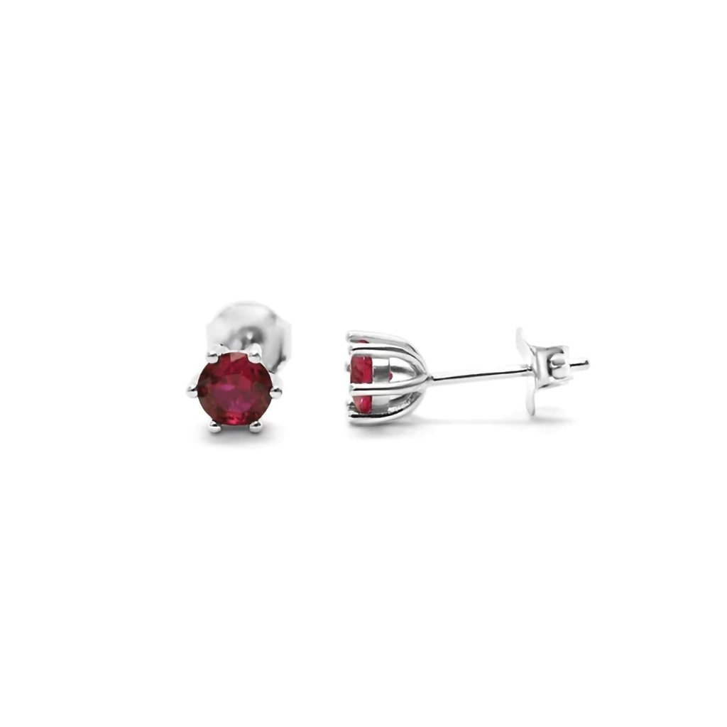 Stia  6 Prong CZ Stud - Ruby