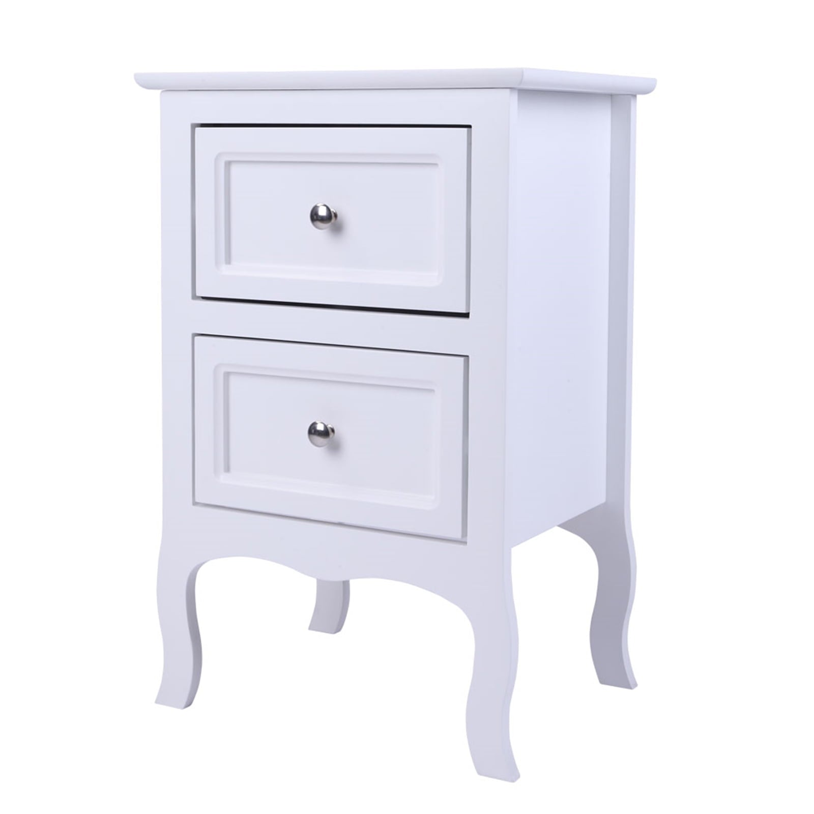 Nightstands Set of 2, Country Style End Table Nightstand Side Table with 2 Drawers, Wood Accent Table with Storage for Bedroom Living Room, White