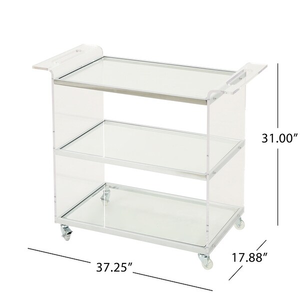 Yves Bar Trolley with Glass Shelves by Christopher Knight Home