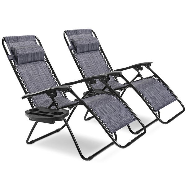 2 Pieces Folding Lounge Chair with Zero Gravity - 40