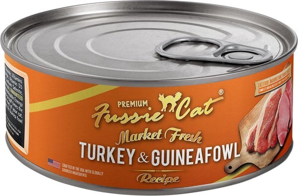 Fussie Cat Market Fresh Turkey and Guineafowl Wet Cat Food， 5.5-oz can， case of 24