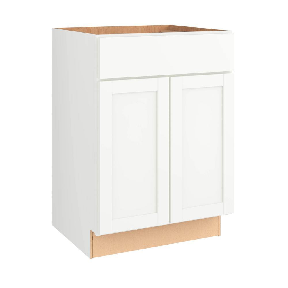 Hampton Bay Courtland Shaker Assembled 24.00 in. Sink Bath Vanity Cabinet Only in Polar White VSB24-CSW