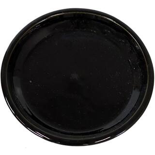 Sunnydaze 2 Sunnydaze 9 in. Obsidian Ceramic Planter Saucers AP-501