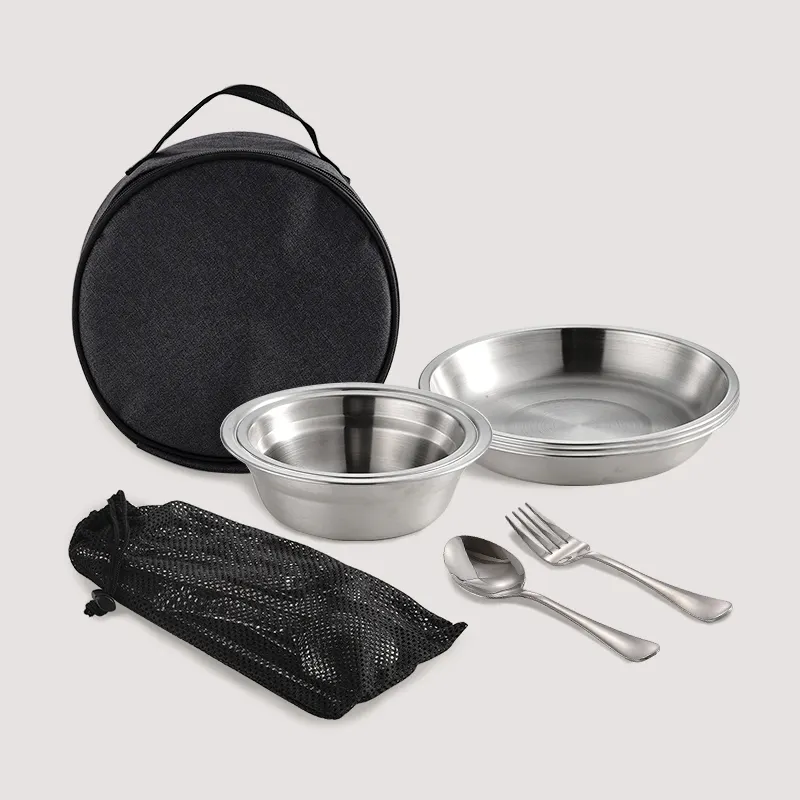 Portable Camping Utensils Set 36 Pcs Outdoor and Camping Picnic Camping Tray with Storage Bag