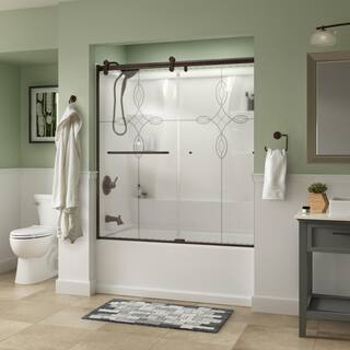 Delta Simplicity 60 x 58-34 in. Frameless Contemporary Sliding Bathtub Door in Bronze with Tranquility Glass SD2546719