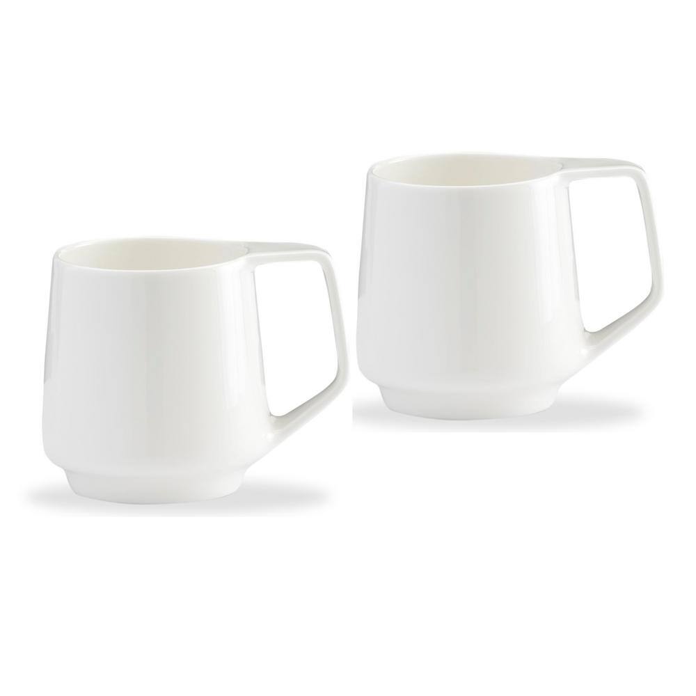 Noritake Marc Newson 11 oz. White Porcelain Set of 2-Mugs M412-MG02