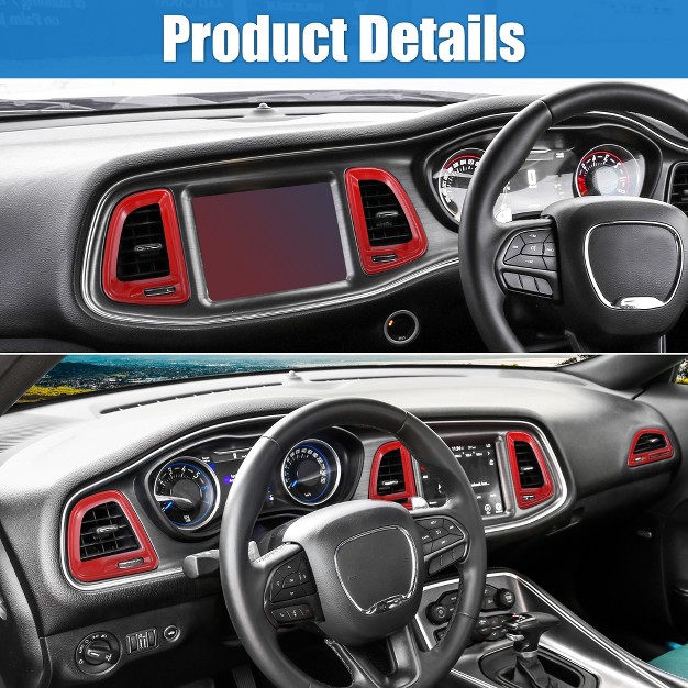 Unique Bargains Abs Air Condition Outlet Vent Trim Accessories Kit For Dodge Challenger 2015 2019 Red