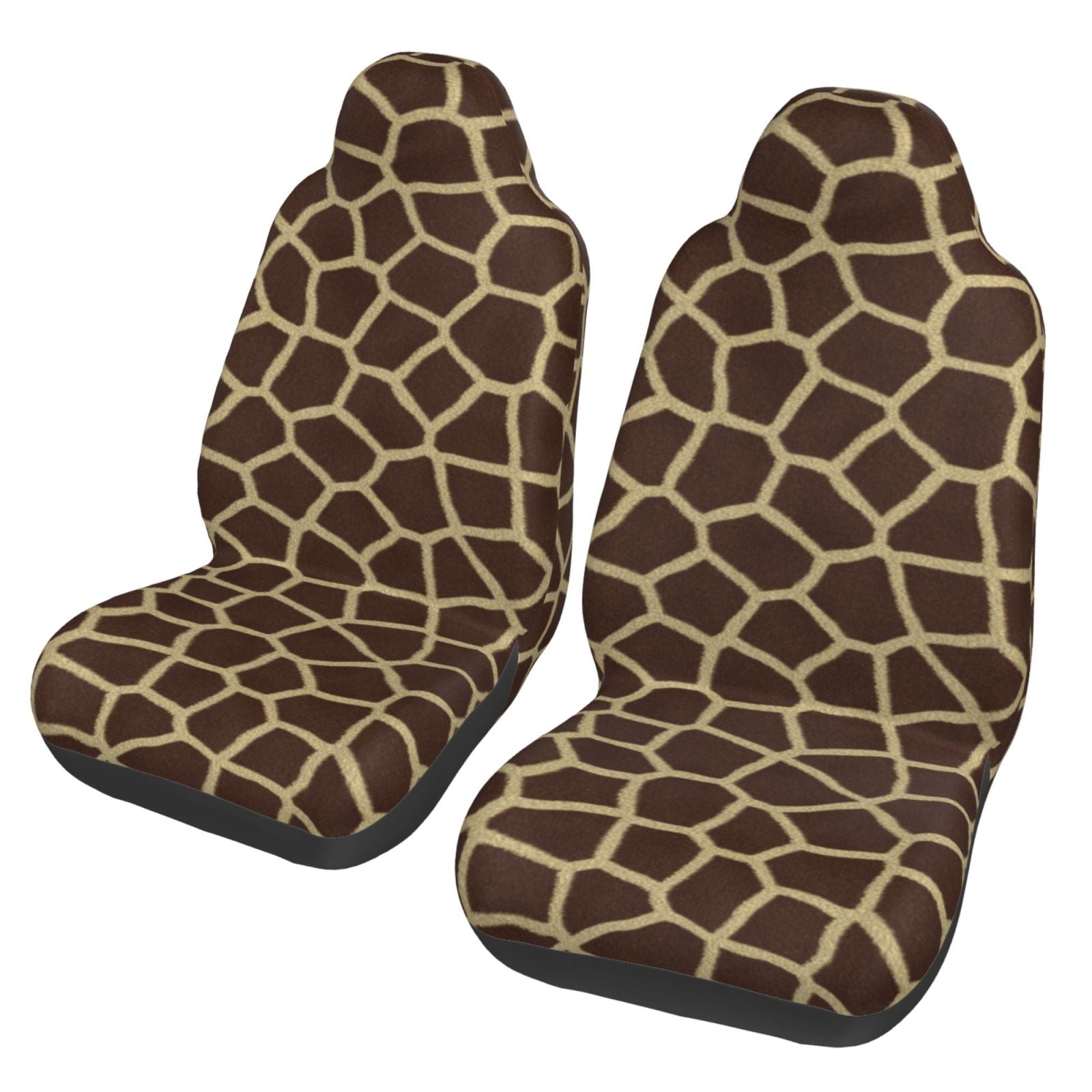 TEQUAN Front Seat Covers， Brown Giraffe Texture Pattern 2 Piece Car Seat Cover Fit Most Car SUV Truck Van