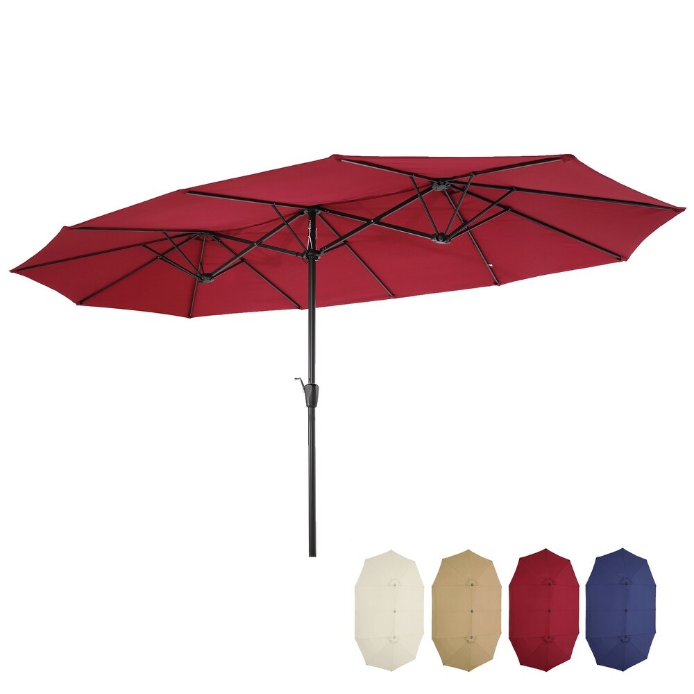 15x9ft Large Double Sided Rectangular Outdoor Twin Patio Market Umbrella