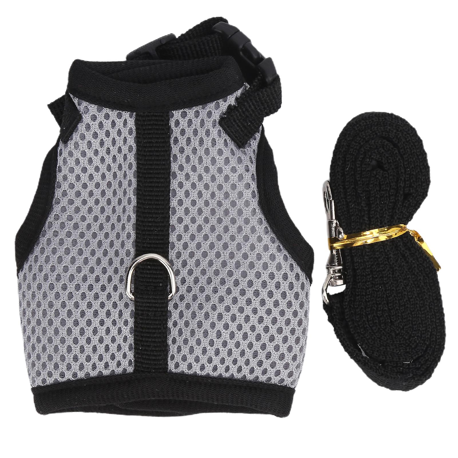 Small Pet Mesh Breathable Traction Chest Back Harness For Pig Guinea Pig Pet Supplys Gray