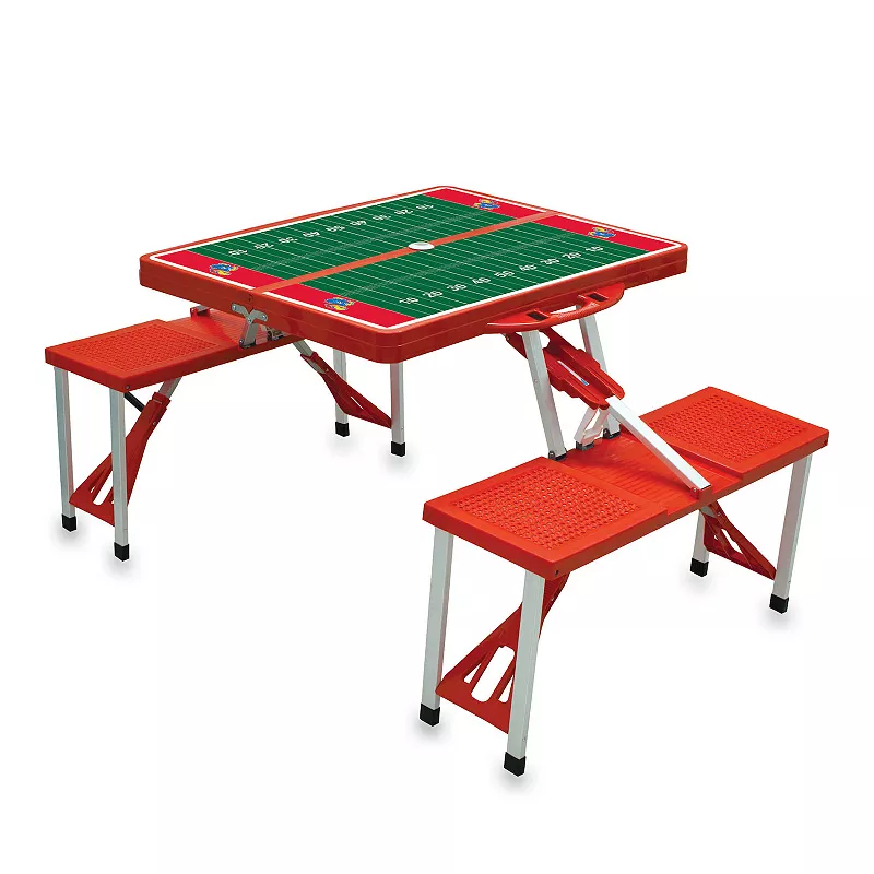 Picnic Time Kansas Jayhawks Picnic Table Portable Folding Table with Seats