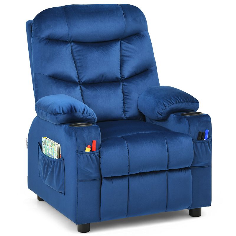 PU Leather Kids Recliner Chair with Cup Holders and Side Pockets