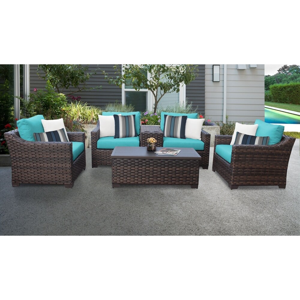 Kathy Ireland River Brook 6 Piece Outdoor Wicker Patio Furniture Set