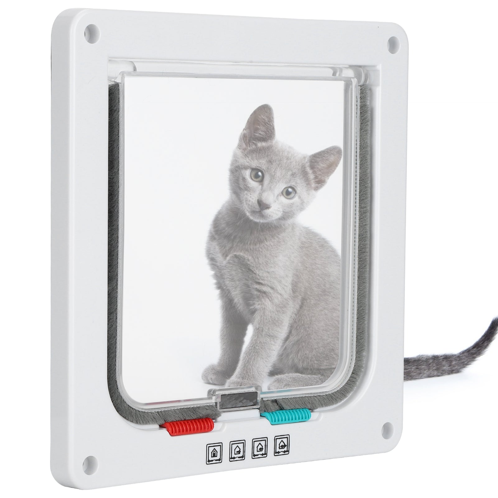 Cat Flap Door， Exquisite Plastic Small Pet Door Durable  For Indoor And Outdoor For Household White S