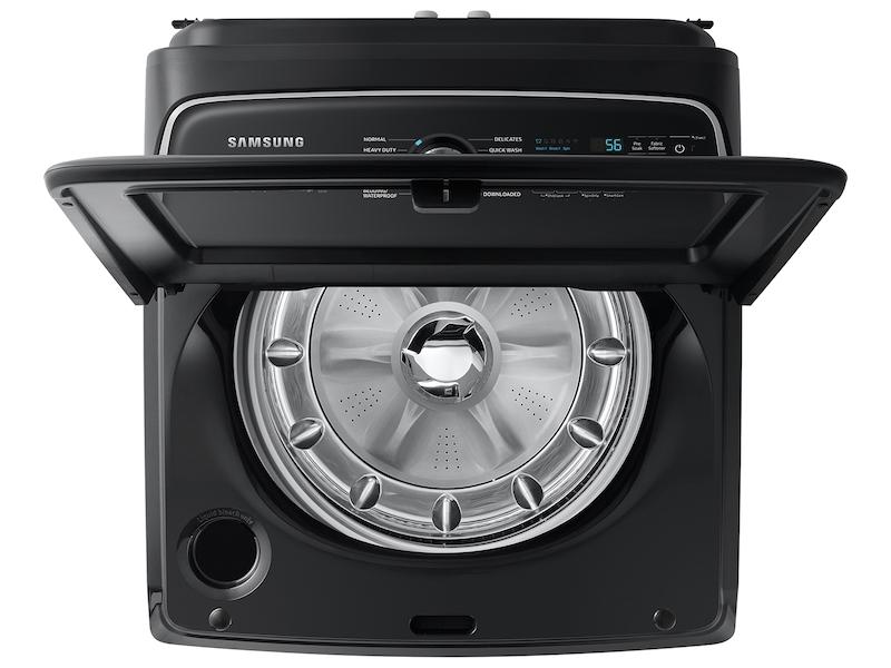 Samsung WA54CG7105AV 5.4 Cu. Ft. Extra-Large Capacity Smart Top Load Washer With Activewave™ Agitator And Super Speed Wash In Brushed Black