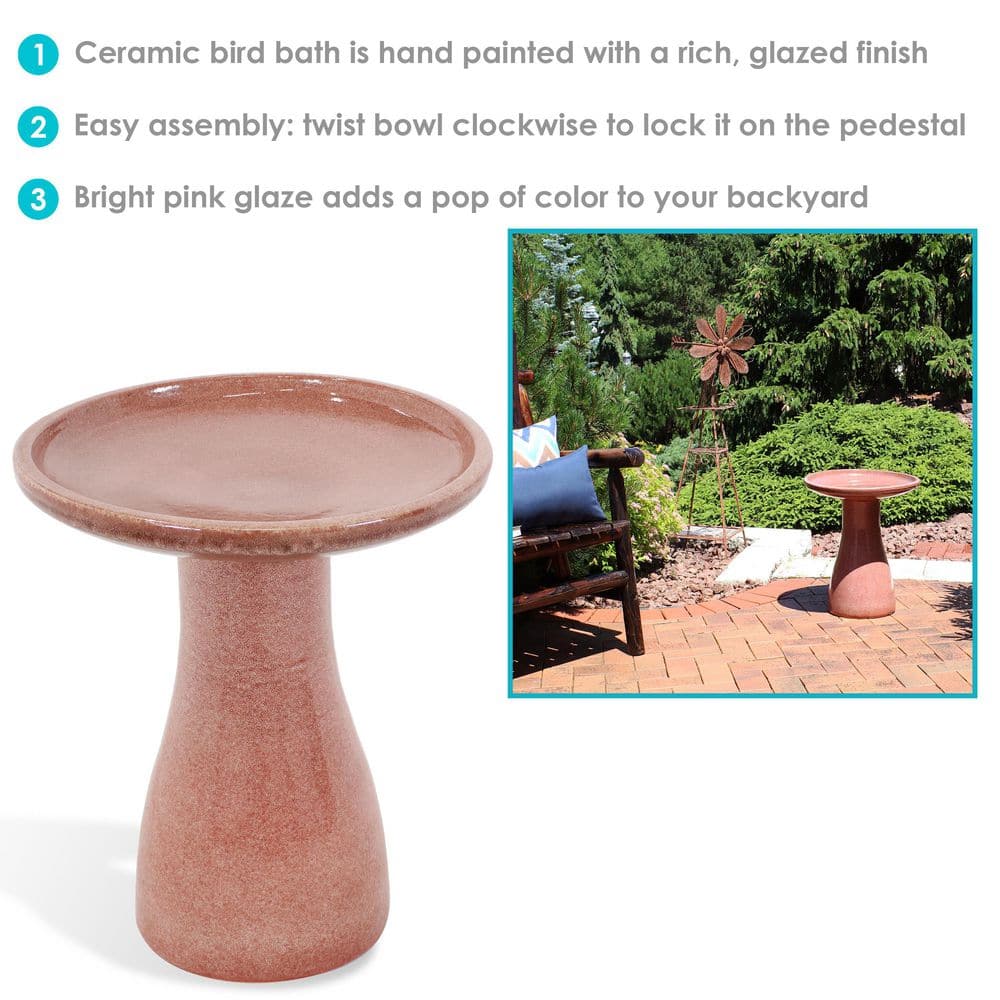 Sunnydaze Decor Sunnydaze Duo-Tone Ceramic Birdbath - UV/Frost-Resistant - Lava AP-009