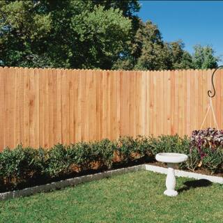 Installed White Fir Dog-Ear Picket Fence HSINSTIFWFDEPF