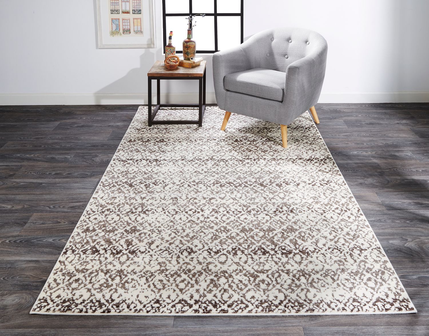 Nahele Cream and Brown Rug by BD Fine