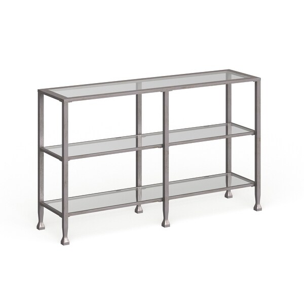 SEI Furniture Glenn Silver Metal and Glass Console Table