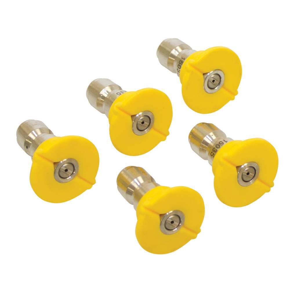 STENS Tip Size 14 in. Pressure Washer Nozzle 5-Pack Stainless Steel Yellow Nozzle Size 3.5 Spray Angle 15 758-928