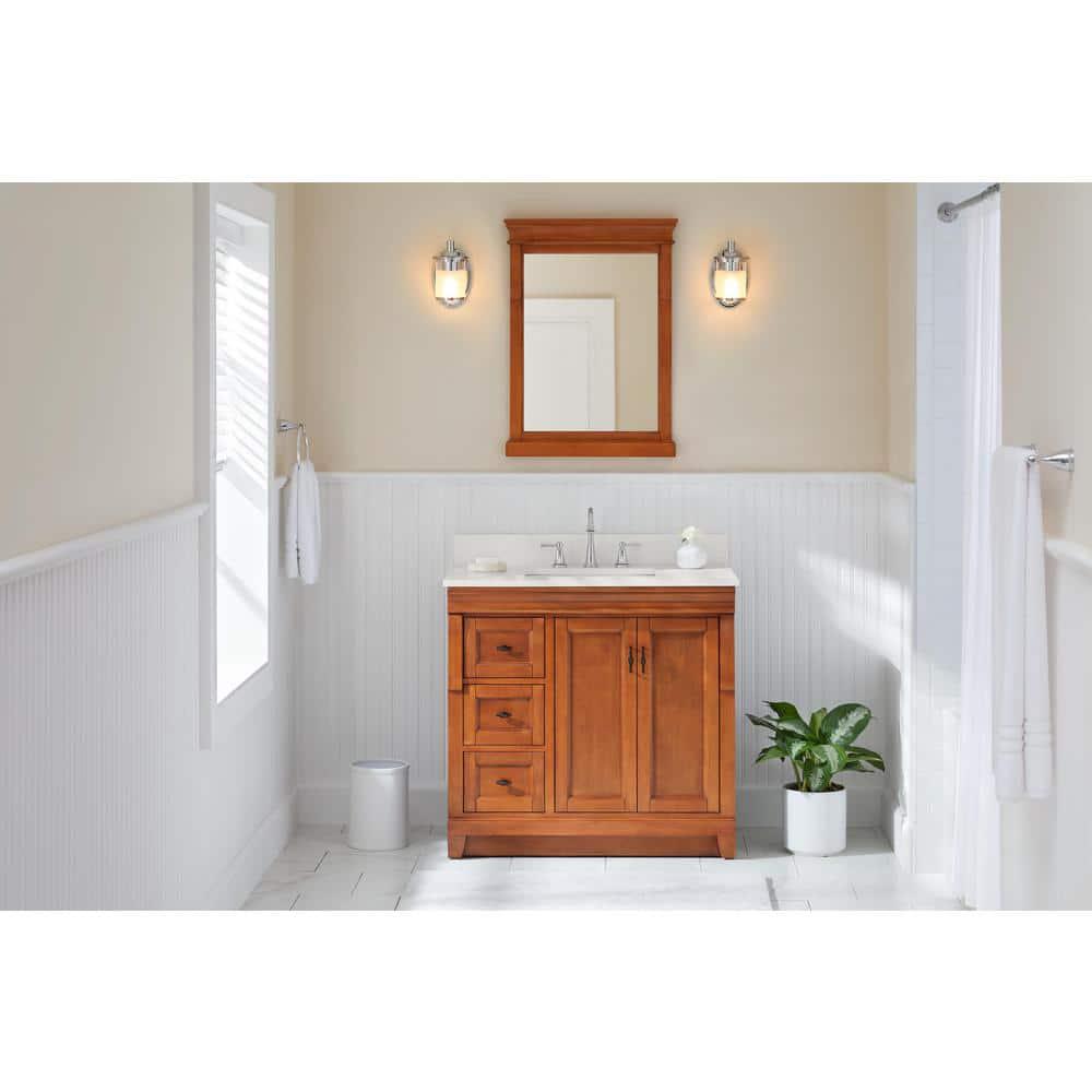 Home Decorators Collection Naples 36 in W Bath Vanity Cabinet Only in Warm Cinnamon with Left Hand Drawers