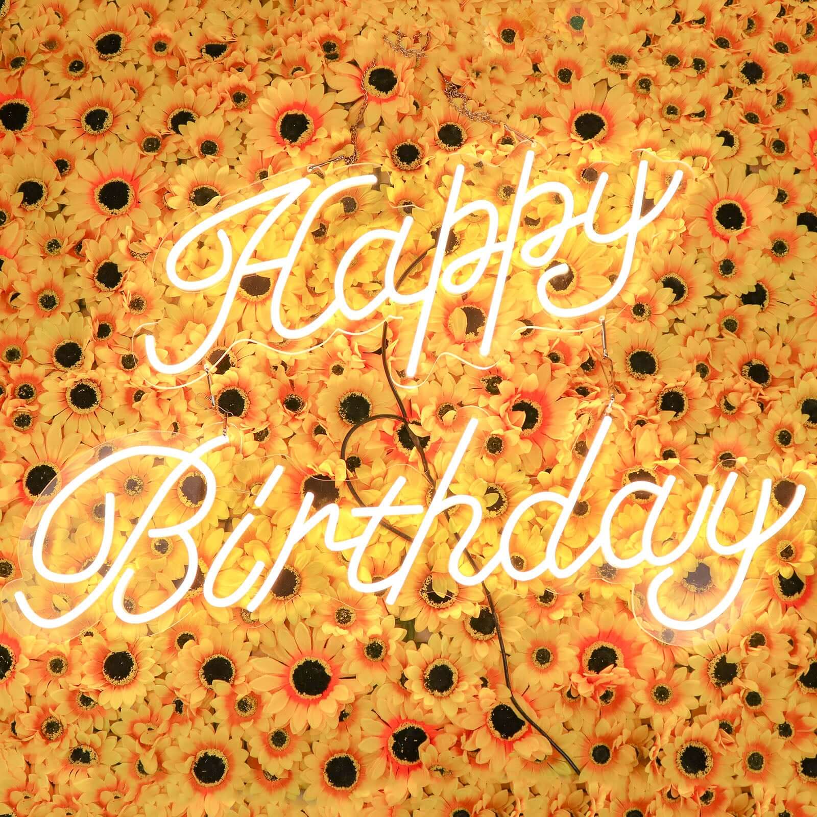 Happy Birthday Neon Light Sign, LED Reusable Wall Décor Lights With 5ft Hanging Chain 32