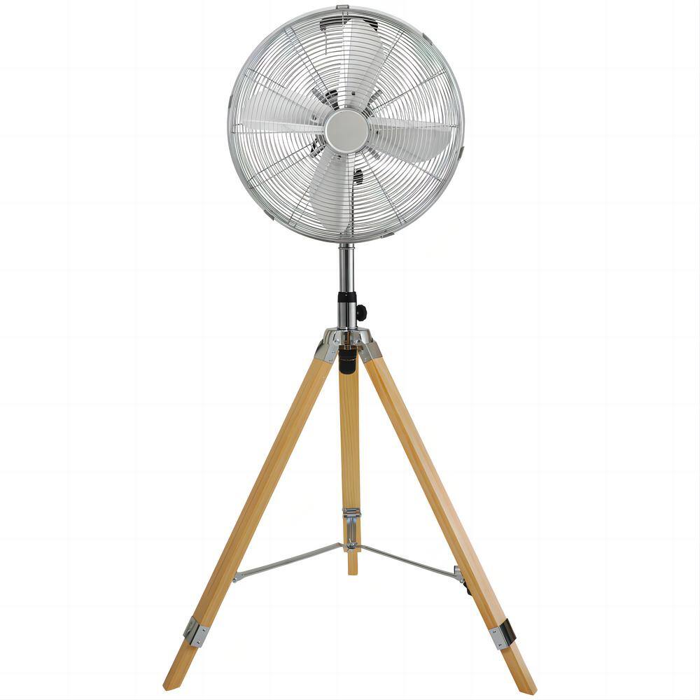 dubbin Vintage Tripod Fan: Retro Style Stand Fan for Home Air Circulation with 3 Speeds and Adjustable Height Silver - 16 in. FXFAN-7024