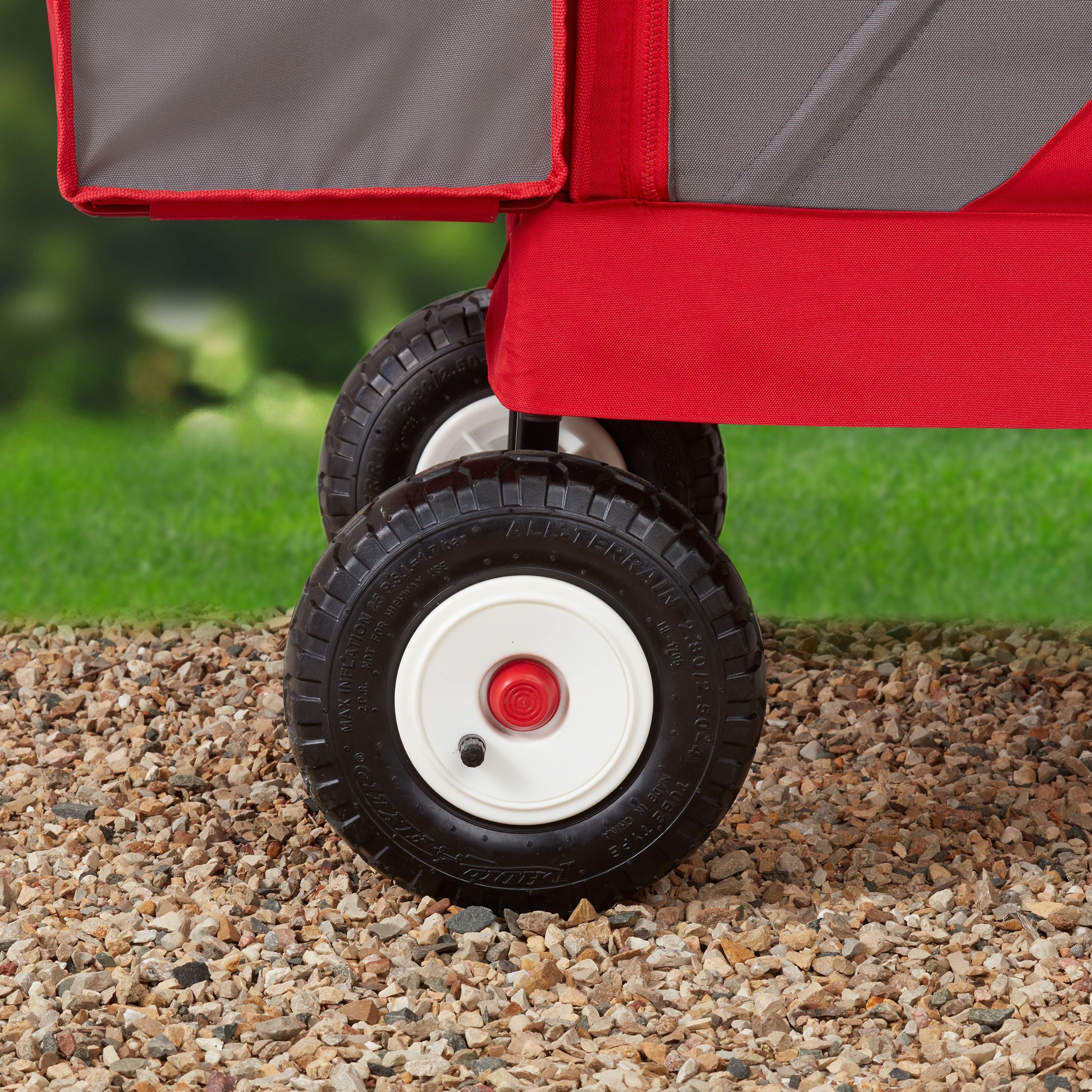 Radio Flyer, 3-in-1 All-Terrain EZ Fold Wagon with Canopy, Red and Gray, Air Tires