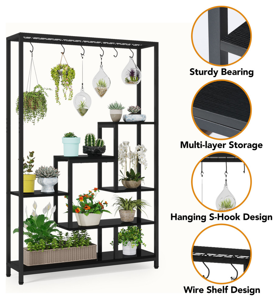 Tribesigns Pland Stand With 7 Shelf   Industrial   Plant Stands And Telephone Tables   by Tribesigns  Houzz