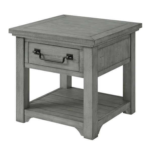 Beach House Dove Grey Solid Wood 1-Drawer End Table