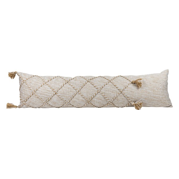 Tan Braided Accents 12x46 Hand Woven Filled Outdoor Pillow Foreside Home amp Garden