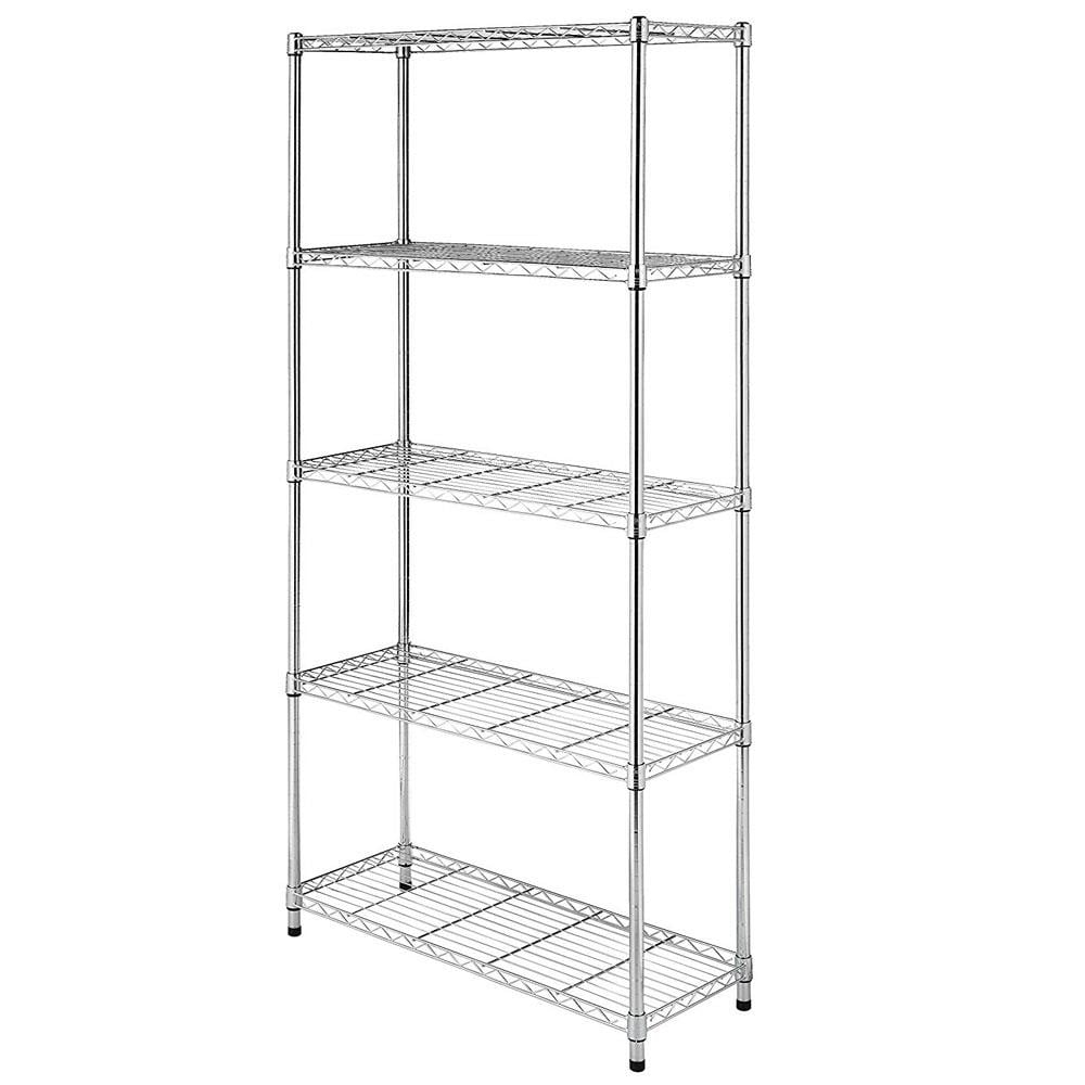 Ktaxon 5-Tier Wire Shelving, 35''L x 14''W x 71''H Kitchen Garage Storage Rack Shelf for Pantry Closet Silver, Capacity for 330 lbs