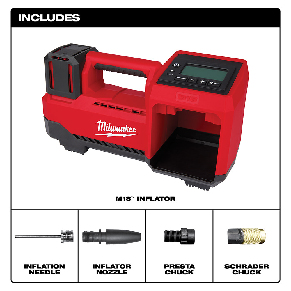 Milwaukee M18 Inflator with REDLITHIUM XC 5Ah Battery and Charger Starter Kit Bundle ;