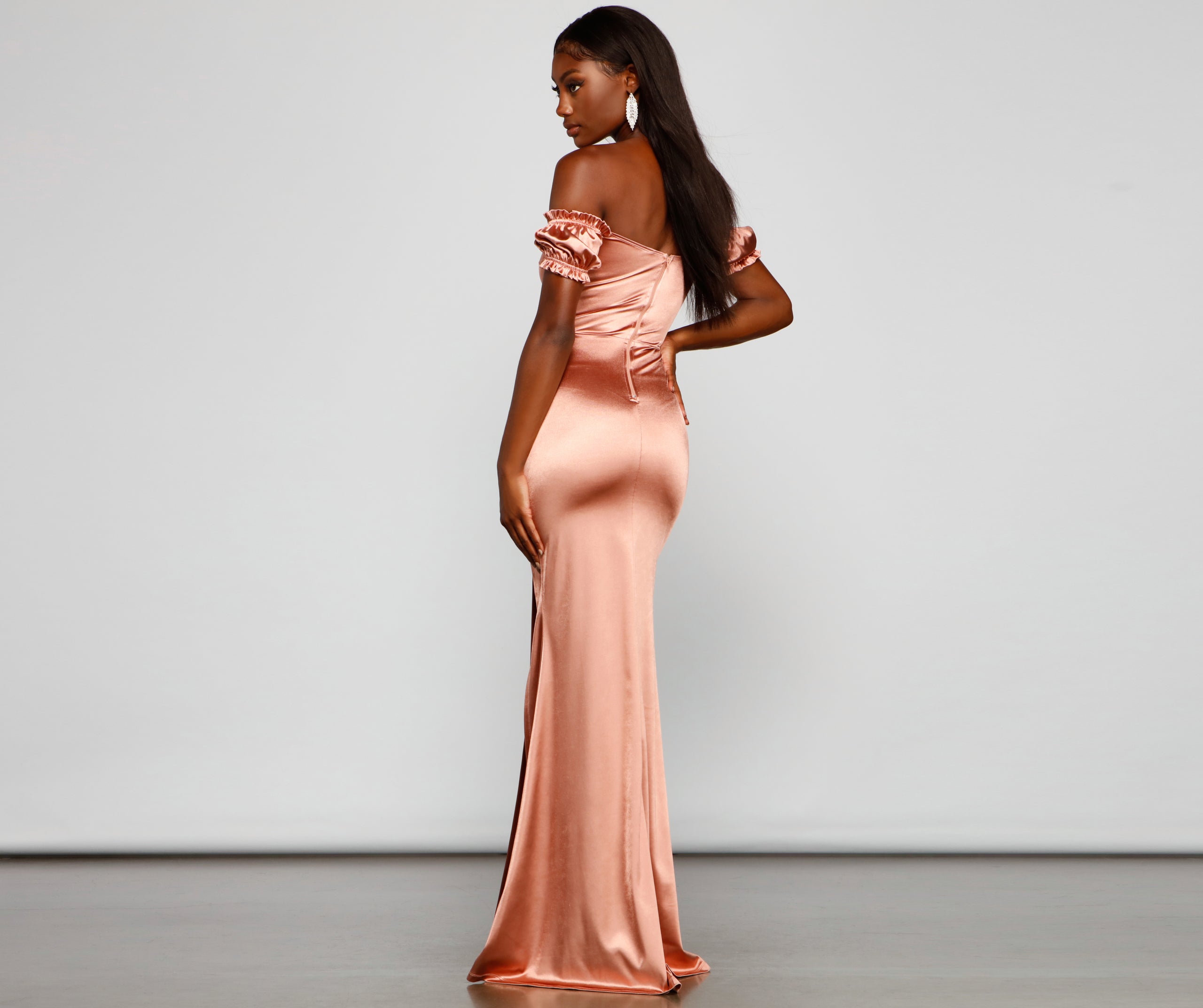 Capri Formal High Slit Satin Dress