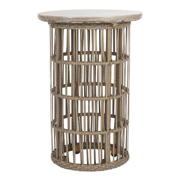 Fane Concrete Outdoor Accent Table Dark Grey Safavieh