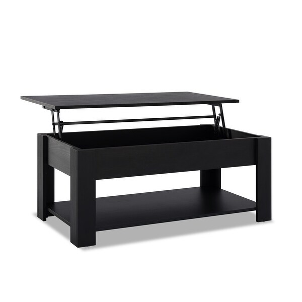 39.4 in. Rectangle Wood Lift Top Extendable Coffee Table with Storage