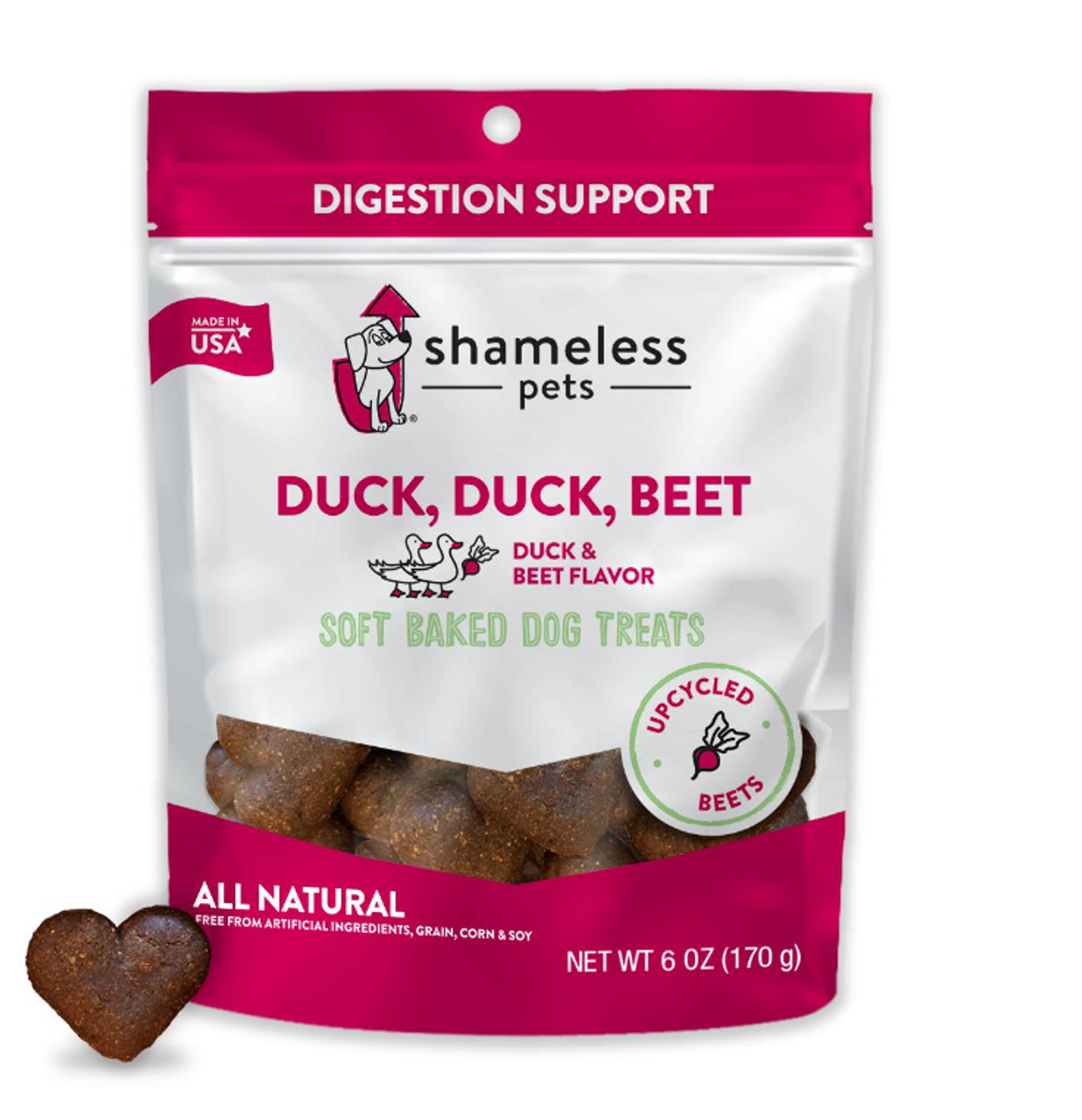 Shameless Pets Duck Duck Beet Soft-Baked DogTreats， 6 oz